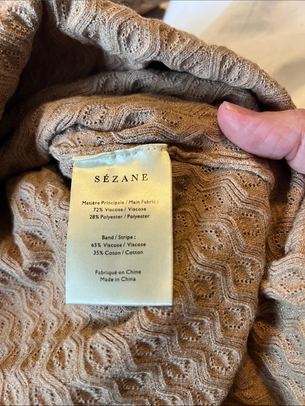 Sezane Taupe Textured Short Sleeve Button Henley - Picture 4 of 5